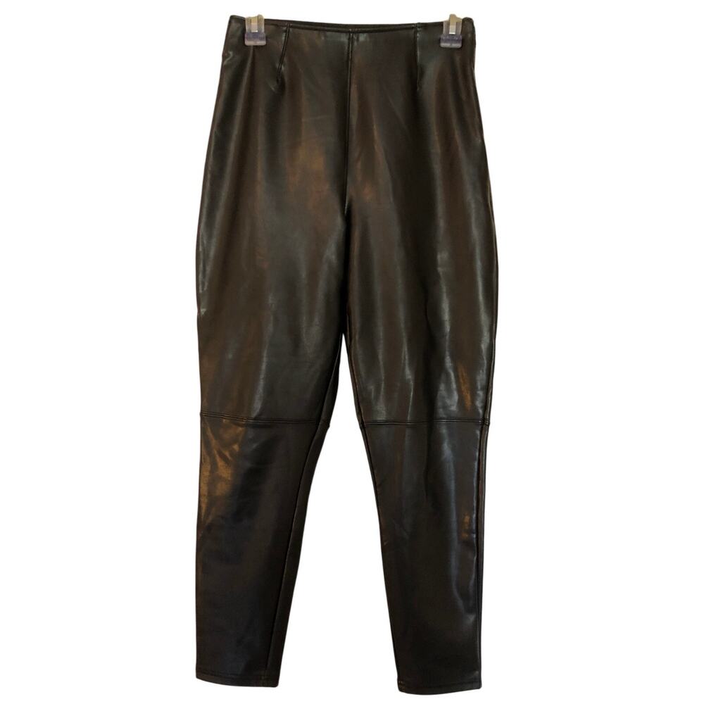 Abercrombie & Fitch Curve Love Faux Leather Black Skinny Ankle Pants, Size M